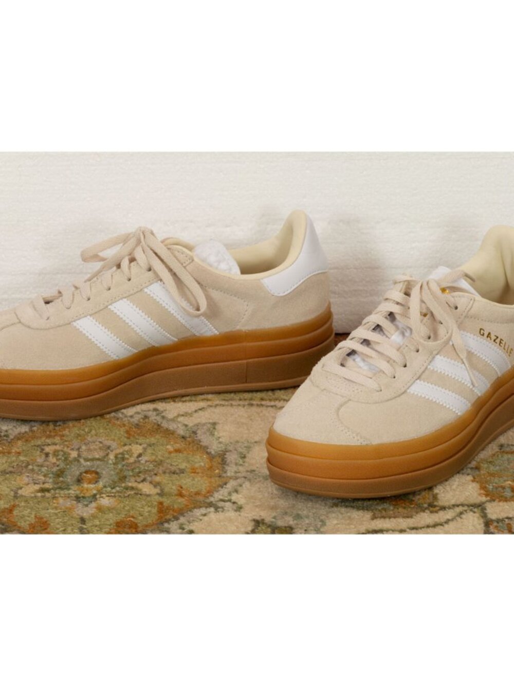 ADIDAS SAMBAE SNEAKERS  SUEDE IVORY WITH WHITE STRIPES SIZE 7 - Picture 7 of 8